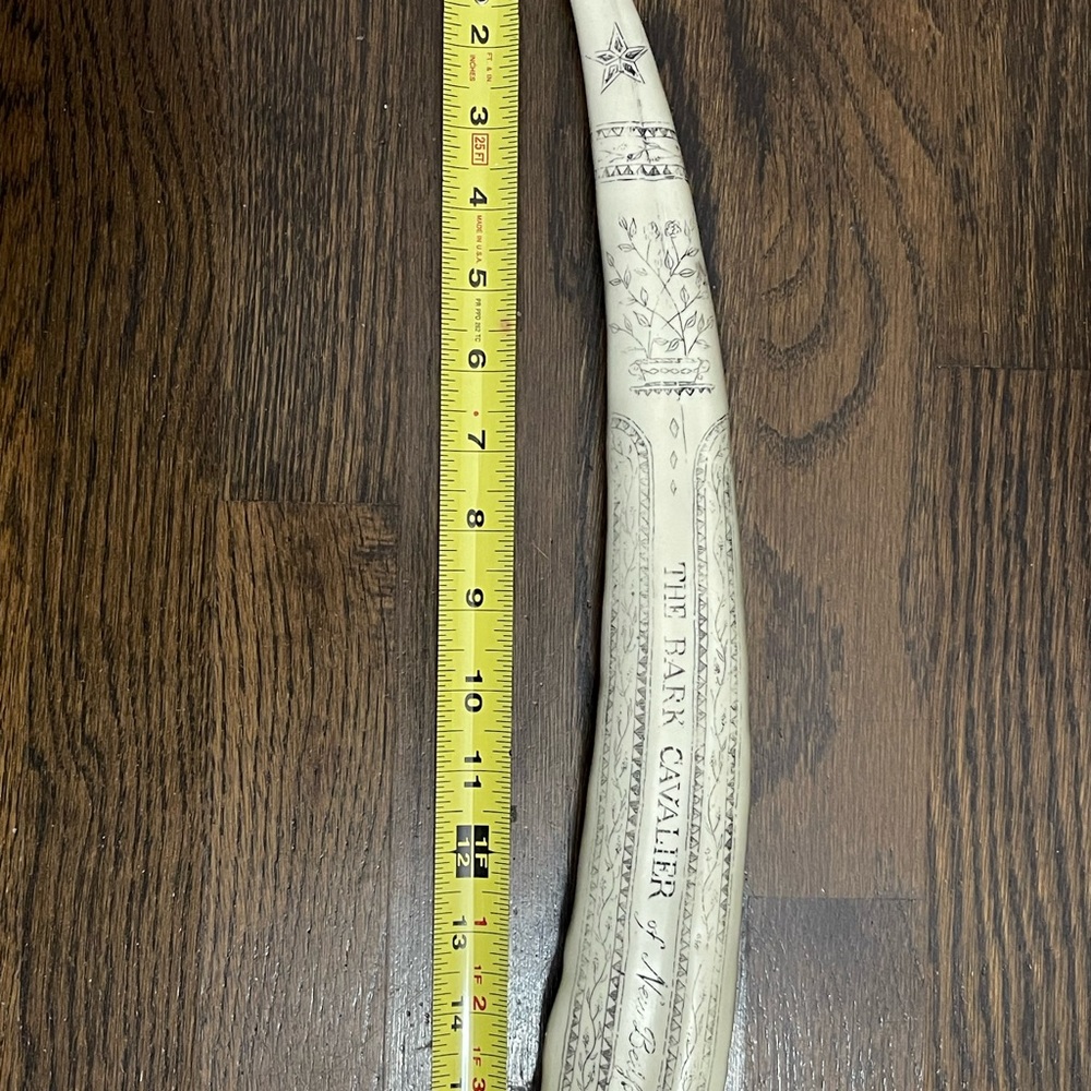 Resin Replica Scrimshaw The Bark Cavalier of New Bedford 15 3/4 inches